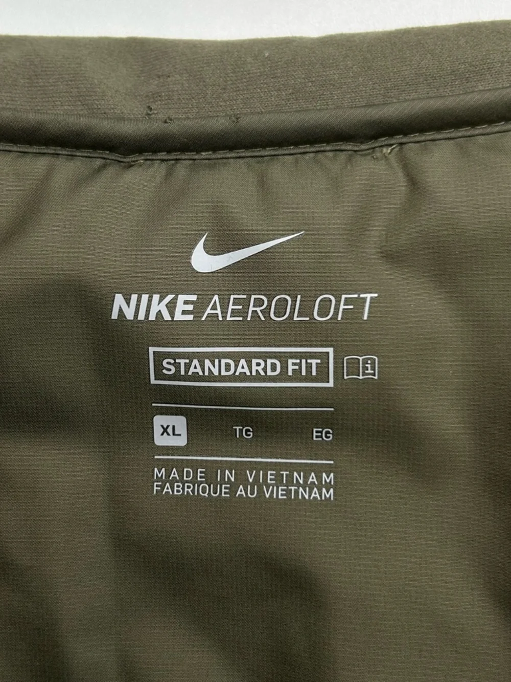 Nike Aeroloft Down Running Vest Womens XL Beige Full Zip‎ Lightweight Active